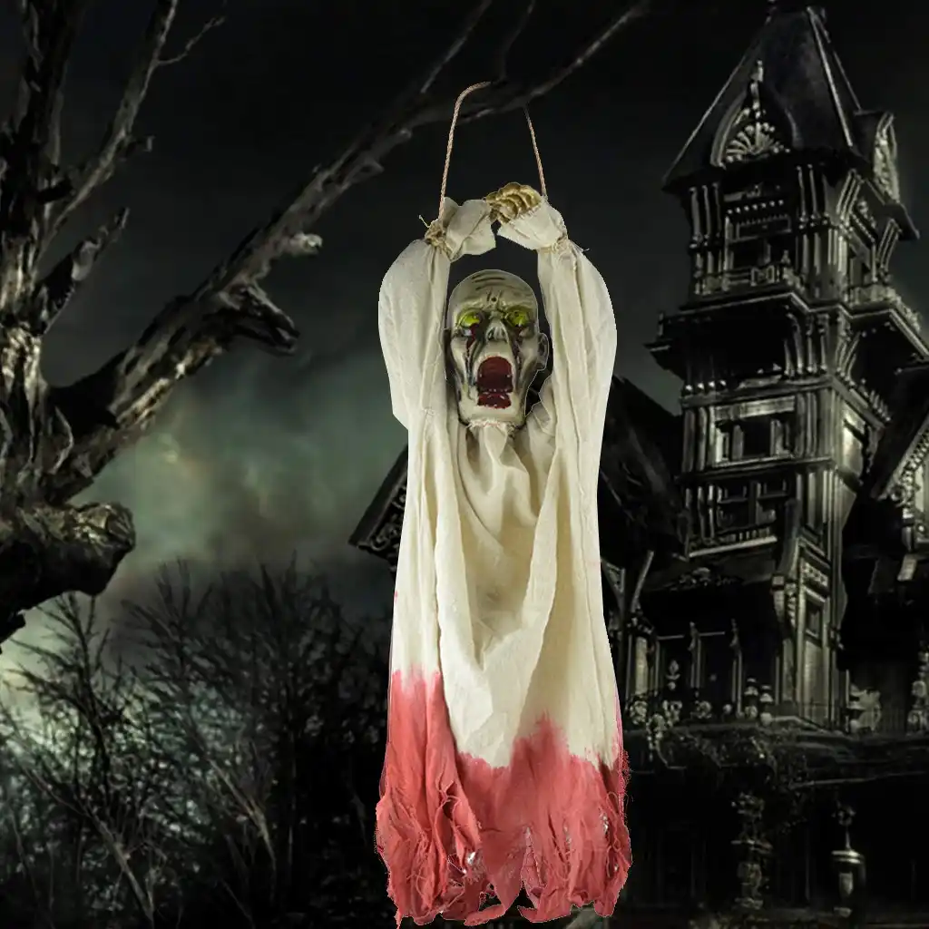 halloween decoration hanging corpse creepy sound and