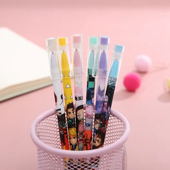 

12PCS/Box Anime Demon Slayer Kimetsu No Yaiba Black Ink Neutral Erasable Pen Kawaii Gel Pen Kids Stationery Gift
