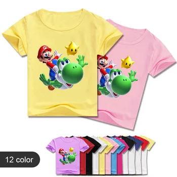 

2-16Y Shooting Game The Super Mario Bros T Shirt Kids Cartoon Fashion T-shirt Baby Boys Short Sleeve Summer Tops Girls Hip Hop