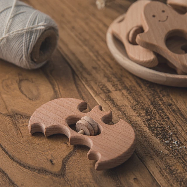 5pcs Halloween Pumpkin Soul Wooden Blocks for Children Wooden Teether Montessori Game Baby Teething Toy Newborn Gifts Wholesale 4