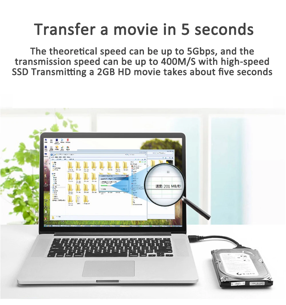 USB 3.0 to SATA III Converter Cable for 3.5/2.5 Inch HDD/SSD - UASP Compatible Hard Drive Adapter Description Image.This Product Can Be Found With The Tag Names Computer Cables Connecting, Computer Peripherals, PC Hardware Cables Adapters, Sata adapter