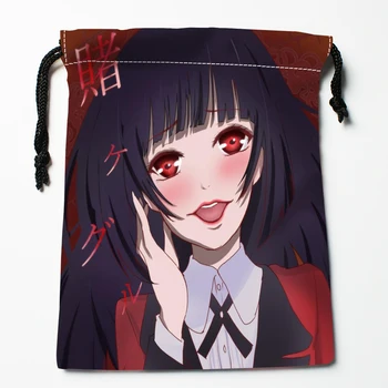 

New Arrival Best Sell Kakegurui Drawstring Bags Print 18X22CM Soft Satin Fabric Resuable Storage Storage Clothes Bag Shoes Bags
