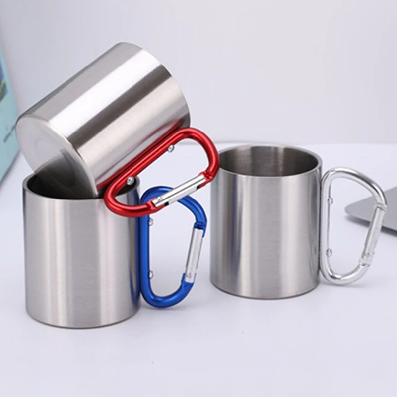 Campfire Coffee Mug With Carabiner Clip Handle Double Walled Insulated