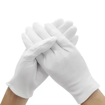 

6Pairs White Cotton Inspection Cotton Work Gloves Household Gloves Coin Jewelry Lightweight Gloves S M L XL