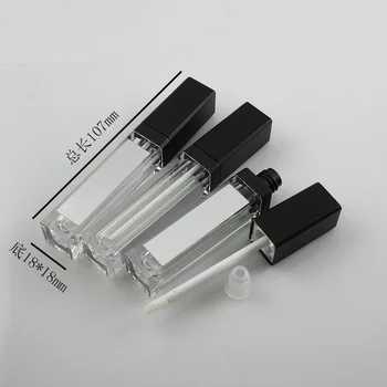 

10/30/50pcs 7ml Empty Makeup DIY Lip gloss bottle Black Square Lip Gloss Tube with mirror Labial glair bottle Cosmetic