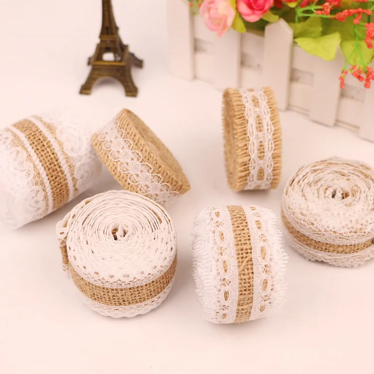 

Burlap Roll DIY Handmade Christmas Wedding Crafts Color Linen Lace
