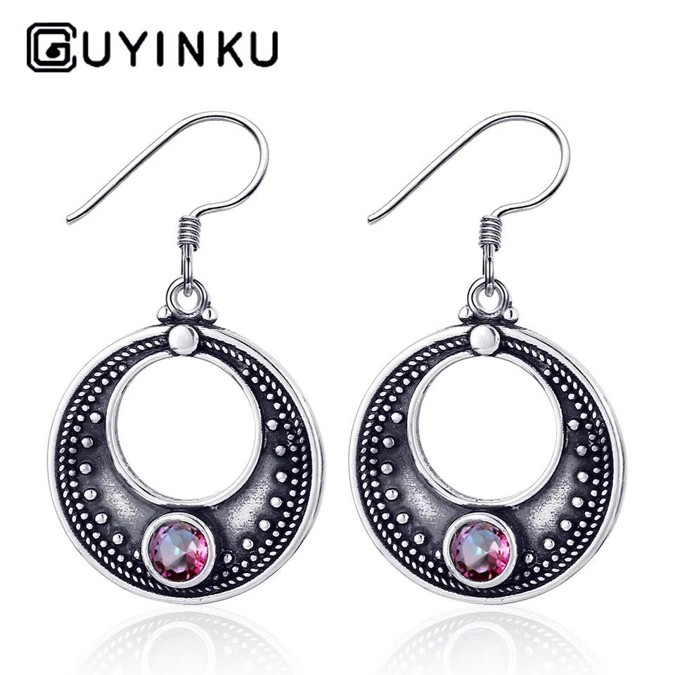 GUYINKU 925 пробы серебряные серьги Элегантный Мистический топаз этнические Висячие