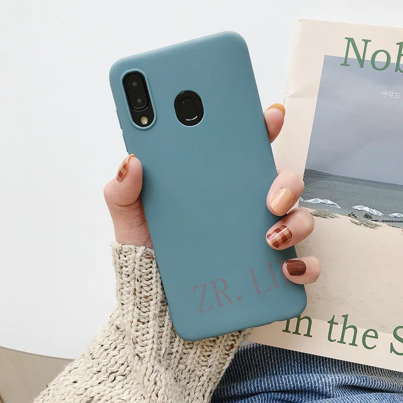 Lake blue Однотонные ярких цветов силиконовый чехол на samsung galaxy A30 A40 A50 A60 A70 A20E M10 M20 M30S S8 S9 плюс NOTE10 9 чехол-накладка для телефона - Цвет: Lake blue