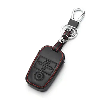 

Mini Black Car Leather Key Holder Remote Cover Case Keyless Entry Remote Control Fob Cover Keychain For Kia