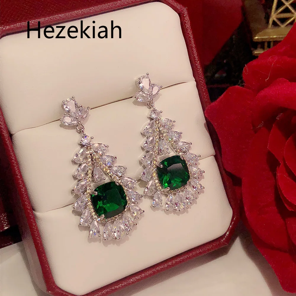 Hezekiah S925 серебряные серьги,, Индивидуальные Зеленые женские серьги для танцев, вечерние серьги высшего качества для женщин