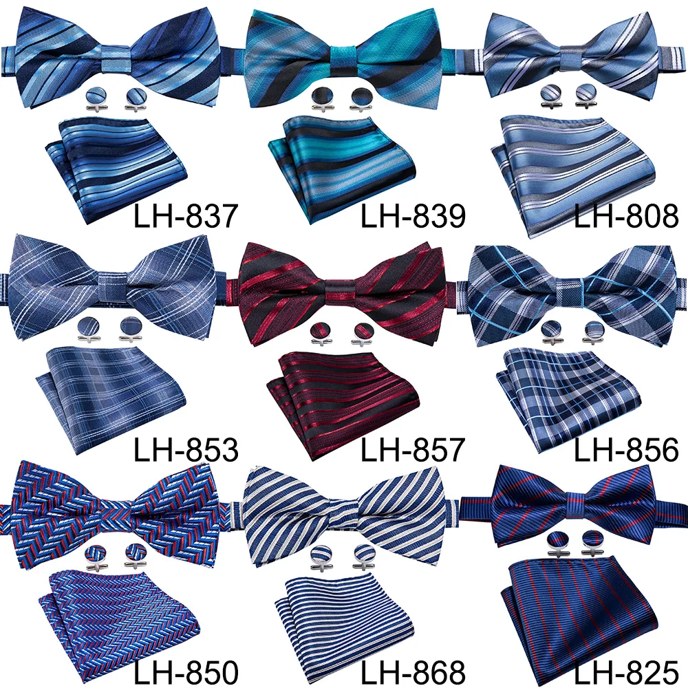 Синий Полосатый пре-галстук-бабочка для Для мужчин галстук-бабочка шелк Бабочка