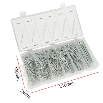 

555pc Industrial Iron galvanizing Cotter Pin Assortment Clip Key Set Kit transparent plastic boxes