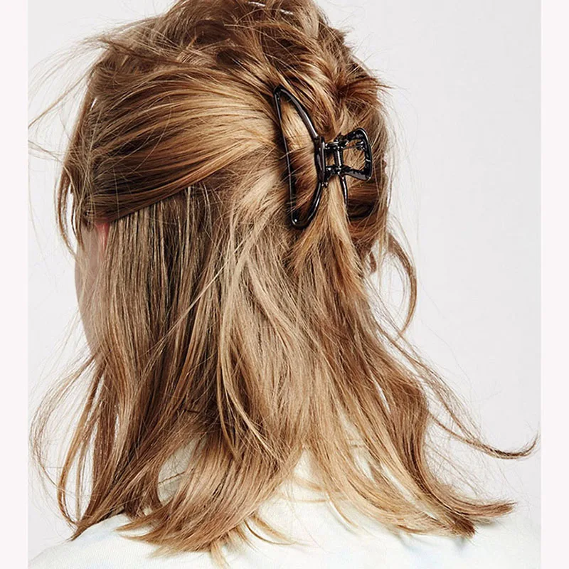 Для женщин девочек геометрический заколки для волос коготь зажимы для волос Краб Луна Форма заколка для волос когти одноцветное Цвет аксессуары заколка для волос с юбкой-годе заколка для волос