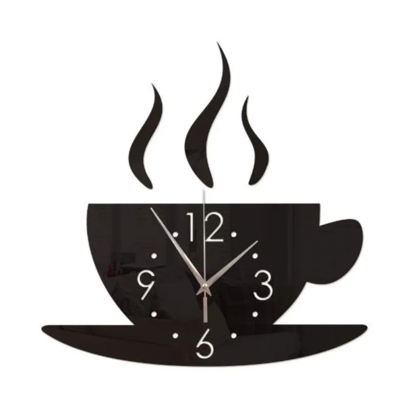 

DIY 3D Mirror Wall Sticker Acrylic Coffee Cup Wall Clock Wall Stickers for Room Decoration Home Living Room Bedroom Decor