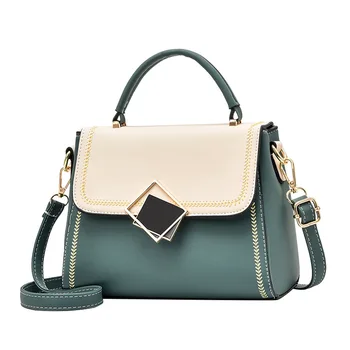 

2020 Panelled Color Women Shoulder Cross-body Bag Ladies Flap Messenger Bags PU Leather Lock Hand Bag
