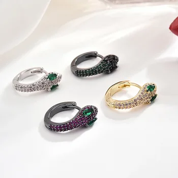 

Top Quality Copper Zircon New Creative Snake Earrings Personality Inlaid CZ Cool Style Charm Womens Jewelry Gift