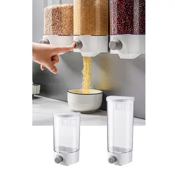 

Wall Mounted Press Cereals Dispenser Divided Rice And Cereal Dry Food Dispenser Moistureproof Food Airtight Container Organizer