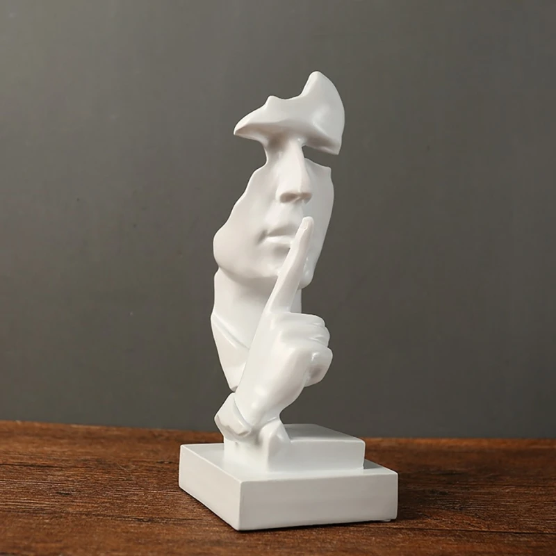 

New Resin Silence Mask Statue Abstract Statuettes No Say No See No Hear Mask Sculpture for Office Vintage Home Decor