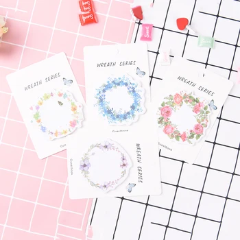 

DIY Creative Kawaii Flower Korean Sticky Notes Stationery Notepad Office School Wreath Memo Pad Supplies