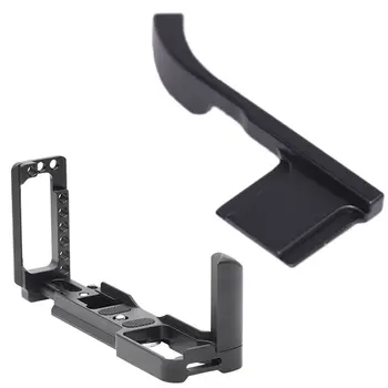 

Thumb Hot Shoe Hand Grip Hotshoe Bracket with Aluminum Vertical L Bracket Tripod QR Plate Base Grip Handle