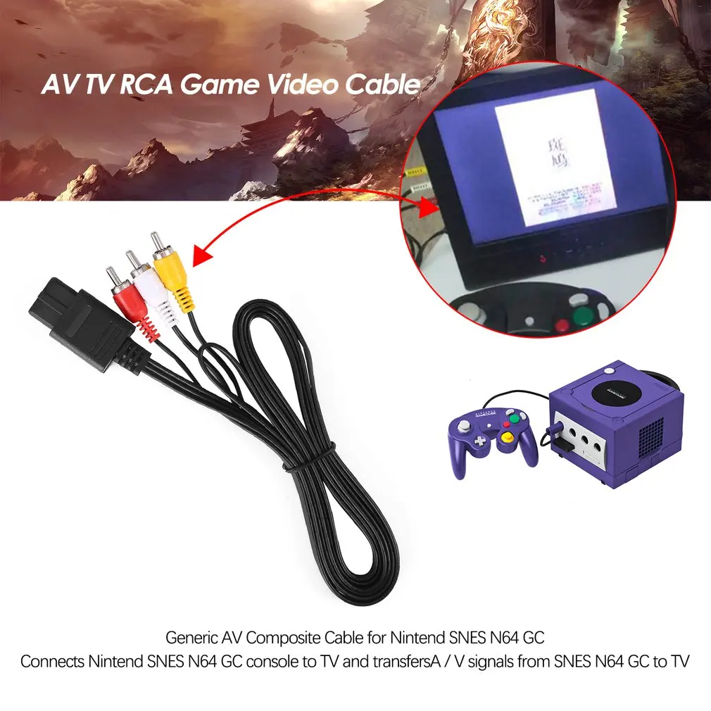 1,8 м AV tv RCA видео шнур, кабель для nintendo для N64 игровой кабель аудио выход Разъемы