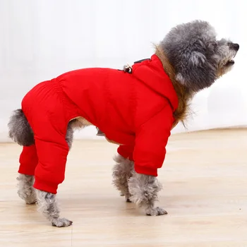 

Cute Waterproof Windproof Dog Costume With Hood Walking Winter Warm Dress Up Soft Travel Pet Jacket Wear Resistant With Buckle