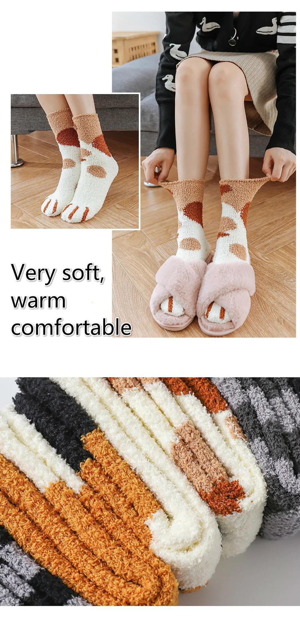 Пушистые Носки пушистые махровые теплые милые носки для когтей животных коралловые бархатные носки зимние мягкие плюшевые толстые носки Носки с рисунком для женщин