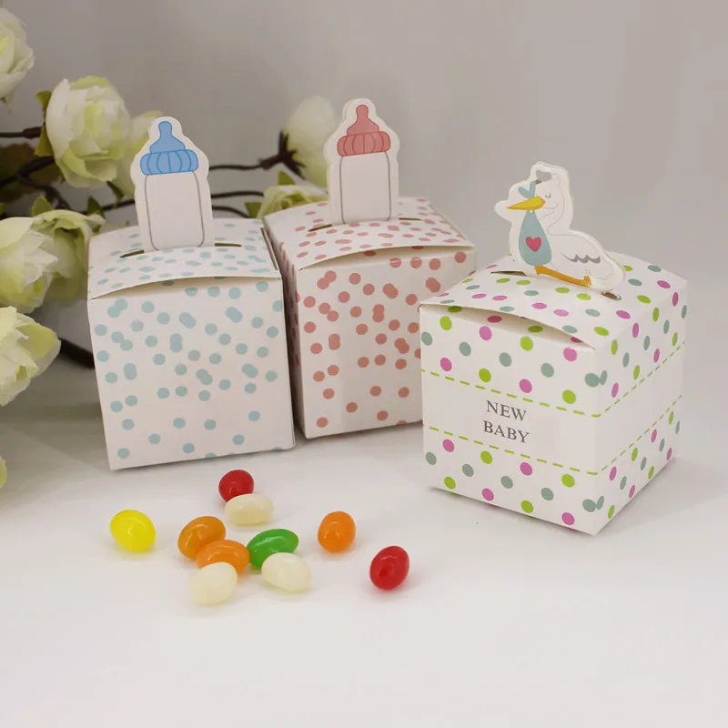 

Birthday Baby Shower Party Favors bottle blue pink folding box to send birds celebrate the box Christening Boy Girl Gift Boxes