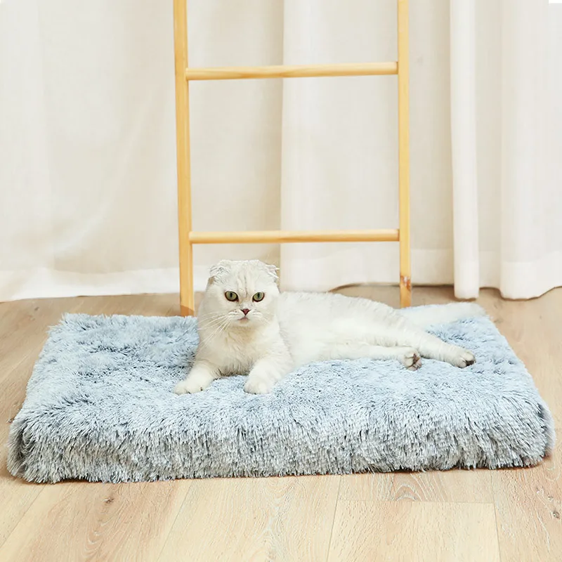 Super Soft Dog Bed Square Long Plush Dog Kennel Cat House Nest Cushion Warm Washable Pets Sofa Mats for Puppy Cats Supplies