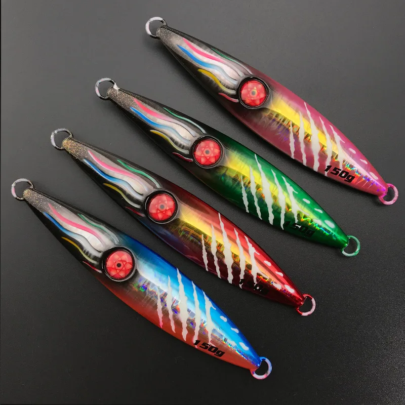

100g 150g high end iron plate lead Sinking Slow Metal Fishing Spoon Iron Plate Luminous Baits Hard Lead Deep Sea Fishing Jig