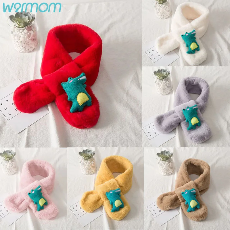 

Warmom Children's Autumn And Winter Thickened Warm Plush Scarf Neck Warm Scarves Pure Color Children'S Scarf