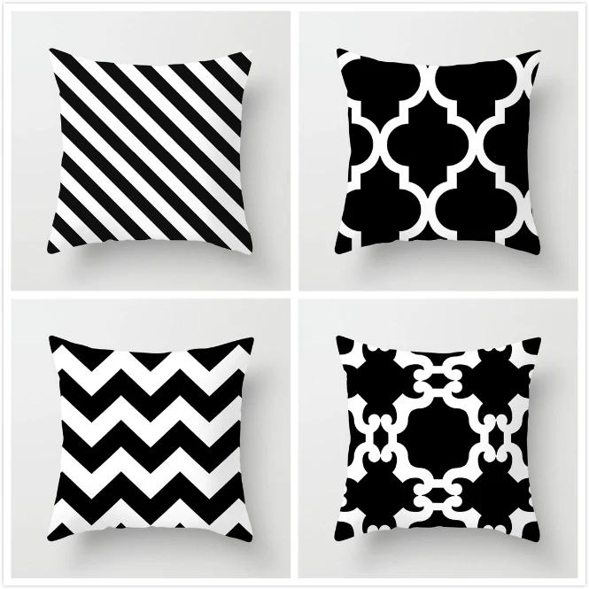 

Fuwatacchi Regular Connection Grid Printed Pillow Cover Black and White Geometric Style Cushion Cover Sofa Car Decor Pillowcases