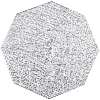 

10 Pack Pressed PVC Metallic Hollow Placemats/Charger/Wedding Accent Centerpiece Octagon Placemats,Placemat for Dining