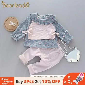 

Bear Leader 6-24M Girls Fashion Autumn Thin Clothing Sets 3PCS Cute Vest + Floral Print Tops + Solid Pants Baby Girls Casual Set