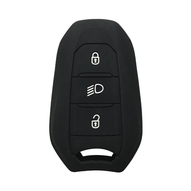 Для peugeot 2008 ключ крышка для peugeot 308 508 5008 DS5 DS6 208 DS3 3 кнопки ключ силиконовый чехол для Citroen C4 C5 X7 ключа автомобиля чехол - Название цвета: Черный