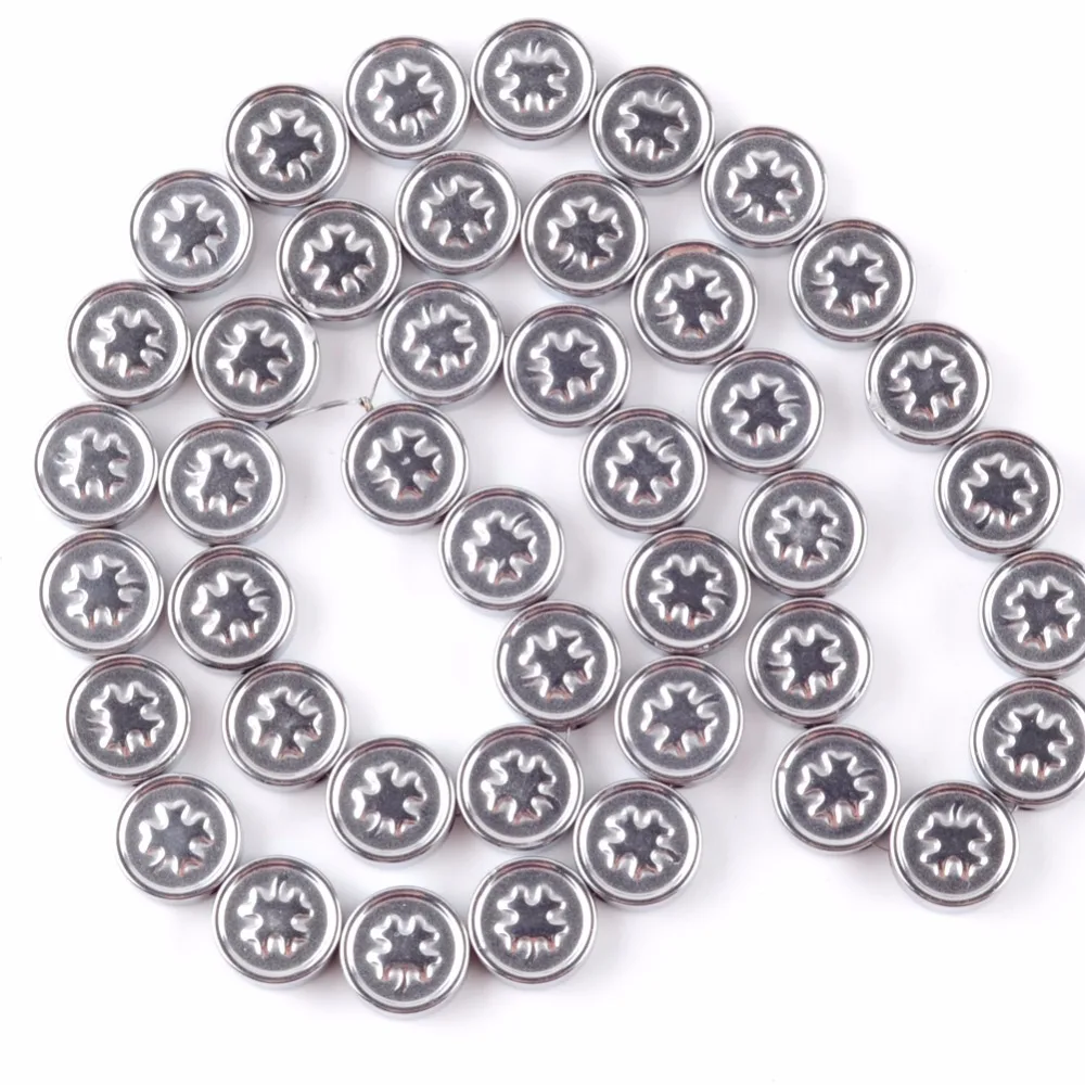 s0703 银色四叶草圆形黑胆石