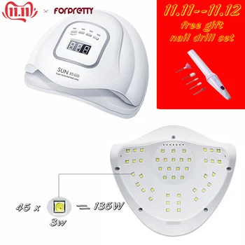 

UV Lamp 135W Led Sun Nail Gel Dryer Manicura Lampa Do Paznokci For Nails Polish Gellak Light Secador Hybrydowa Machine 45bulb