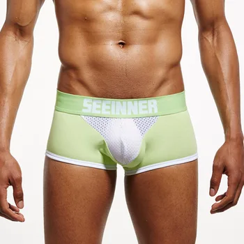 

Men New Style Crotch Mesh Joint Sexy Boxers Breathable Fashion Pure Cotton Knicker Men'S Boxer Underwear