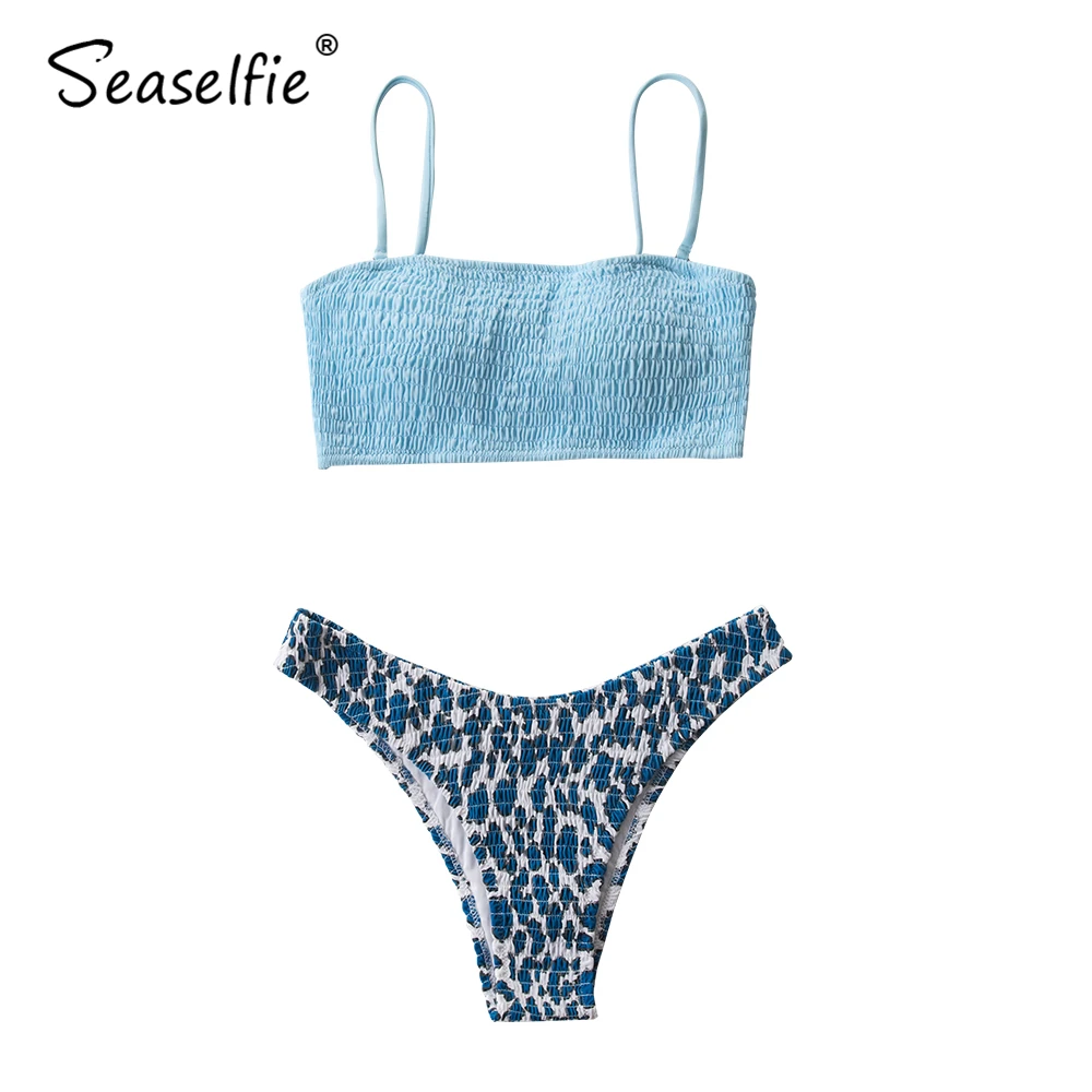 SEASELFIE, со сборками, бандо, топ, стринги, бикини, сексуальный, с высокой талией, с мягкими чашечками, купальник, две части, купальник для женщин,, пляжные купальники