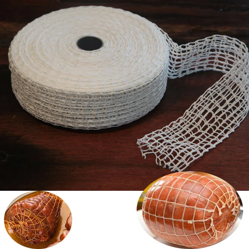 Cabilock 4 Ensembles Viande Filet Rouleau Fabricant de Saucisses Jambon Chaussette Filet Élastique Viande Boucher Ficelle Net Net La Viande Attachant Rouleau Outils