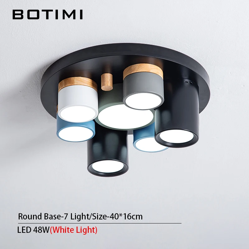 Round-7 Light BOTIMI Необычные цилиндрические потолочные светильники для гостиной, современные круглые потолочные светильники для спальни, Черное длинное комнатное освещение - Цвет корпуса: Round-7 Light