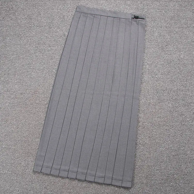 80CM gray Женская юбка Студенческая юбка с высокой талией плиссированная юбка лолита JK Униформа юбки Высокое качество плиссированная юбка длинная юбка миди - Цвет: 80CM gray