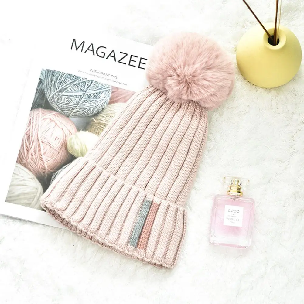 pink MISSKY женские шапки, одноцветные Утолщенные мягкие плюшевые шерстяные шапки, вязаная флисовая шапка-Кепка на осень и зиму, женская шапка - Цвет: pink