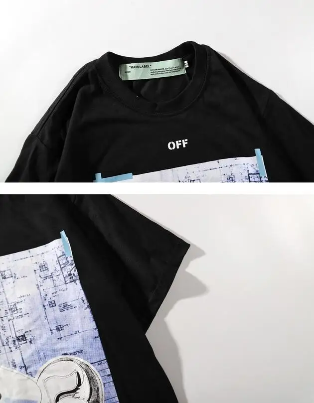 Картина маслом лозунг 19ss Off-White OW мужские и женские парные модели влюбленных хлопок Повседневная мода короткий рукав круглый вырез Футболка