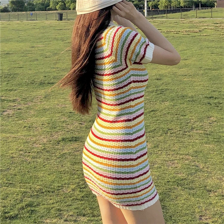Moda feminina, летнее Полосатое облегающее мини-платье для женщин, винтажный стиль, вязаные шикарные платья, модный бренд, для девушек, vestido curto, новинка