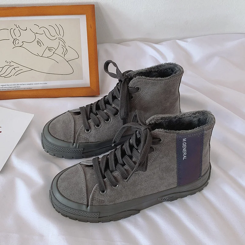 

Winter shoes women's sports shoes women's high-top canvas shoes leather shoes women's flat shoes warm shoes women's casual shoes