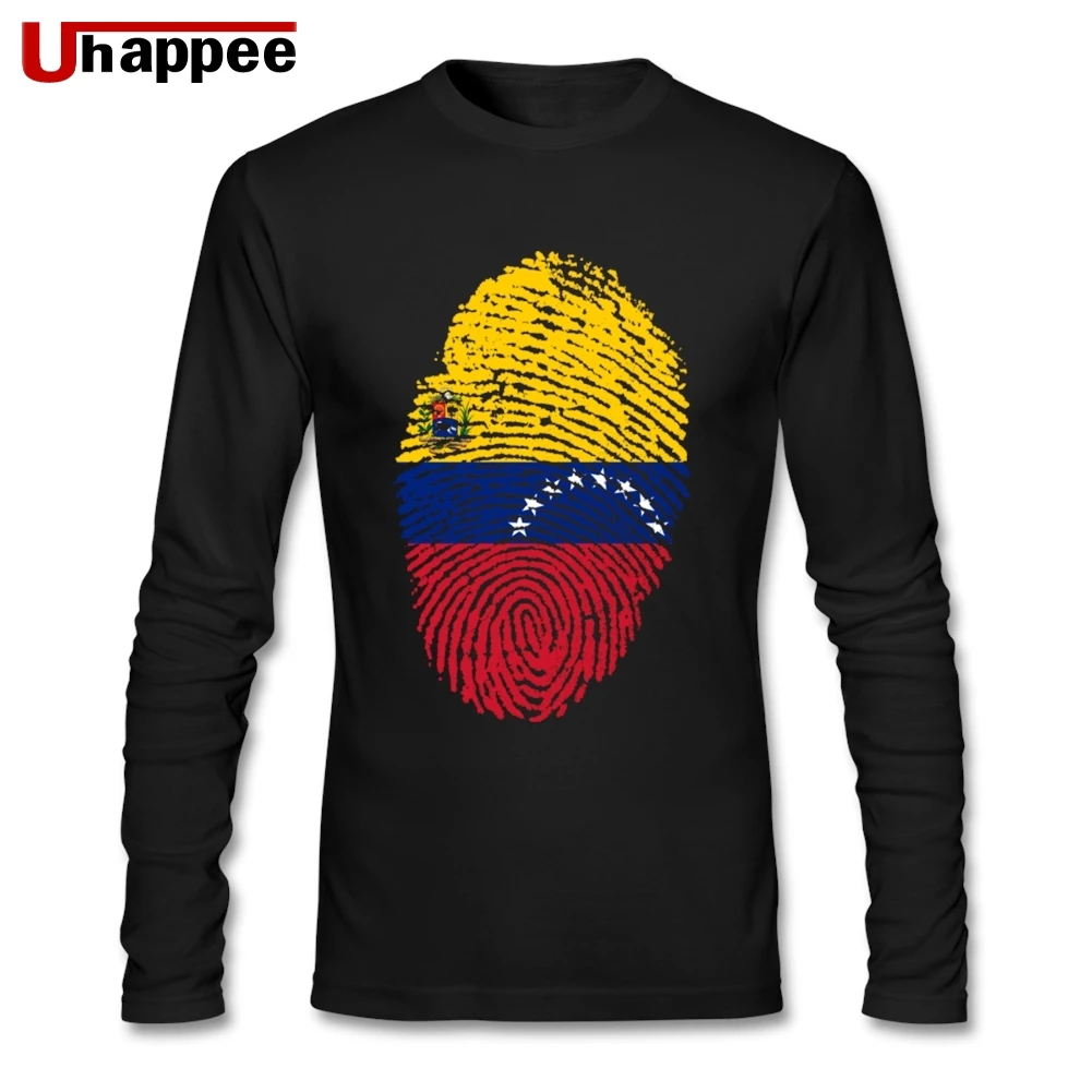 Venezuela флаг отпечаток пальца мужские на заказ Осень Печать Графический длинный