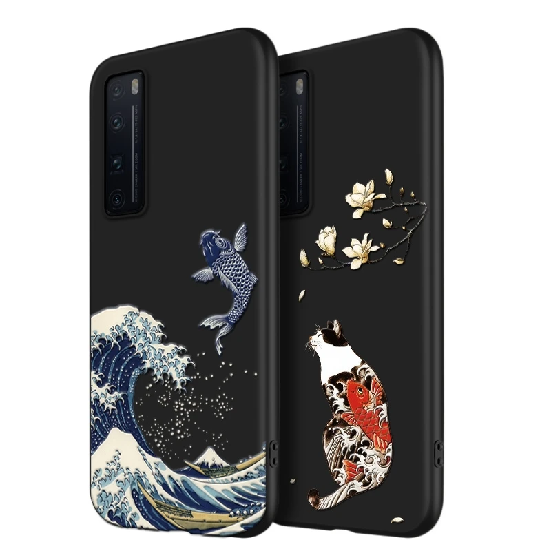 Чехол для Huawei Nova 7 SE 7i 5T 6 5G 6SE Pro 5i 4 4e 3i 3e объемный рельефный тисненый Матовый Мягкий