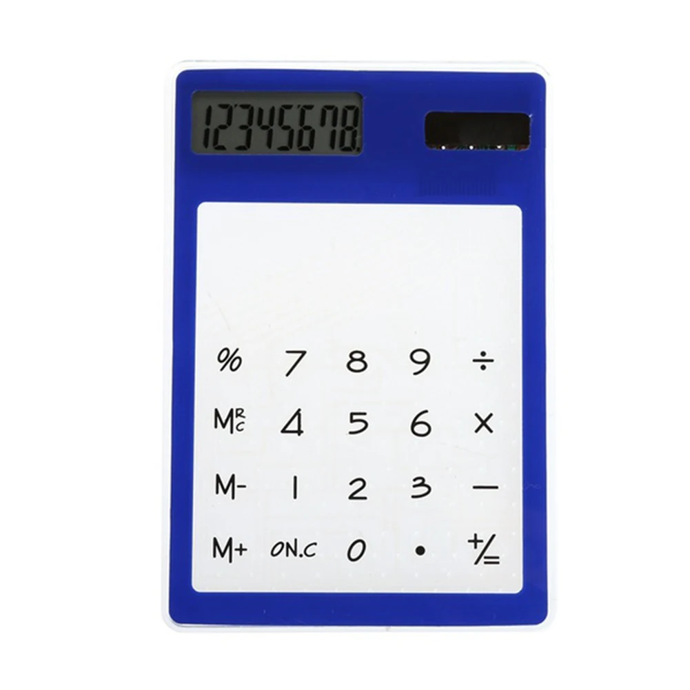 Полезные ЖК-дисплей 8-значный Сенсорный экран ультра тонкий TransparentSolar CalculatorStationery прозрачный научный калькулятор для офиса