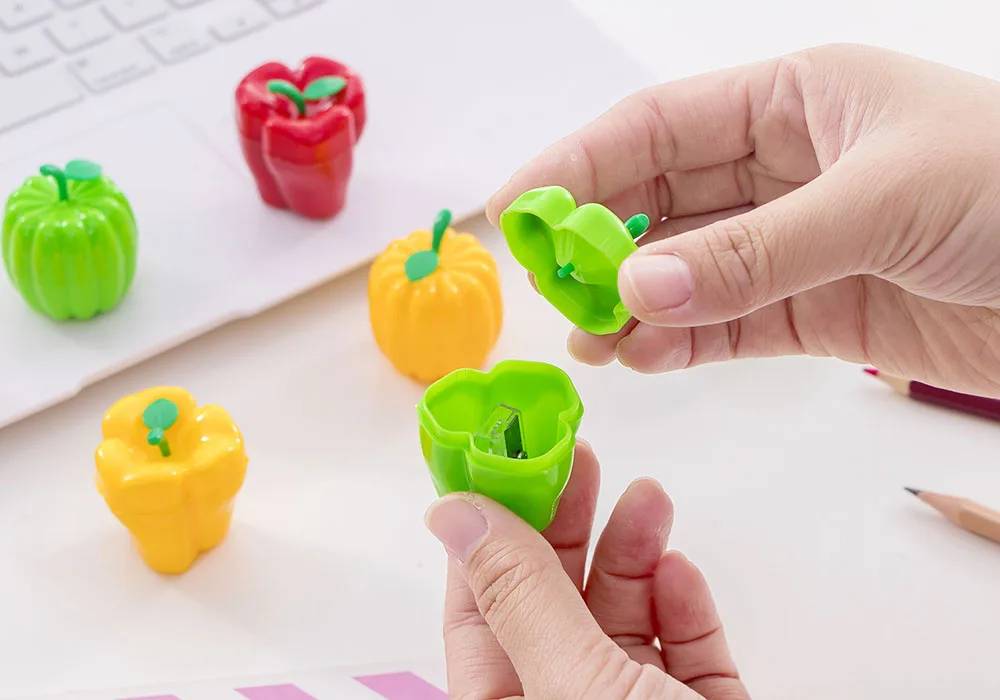 Creative Vegetables Pumpkin Chili Pencil Sharpener Cute Knife Kawaii Student Stationery Sharpener for Kids School Supplies